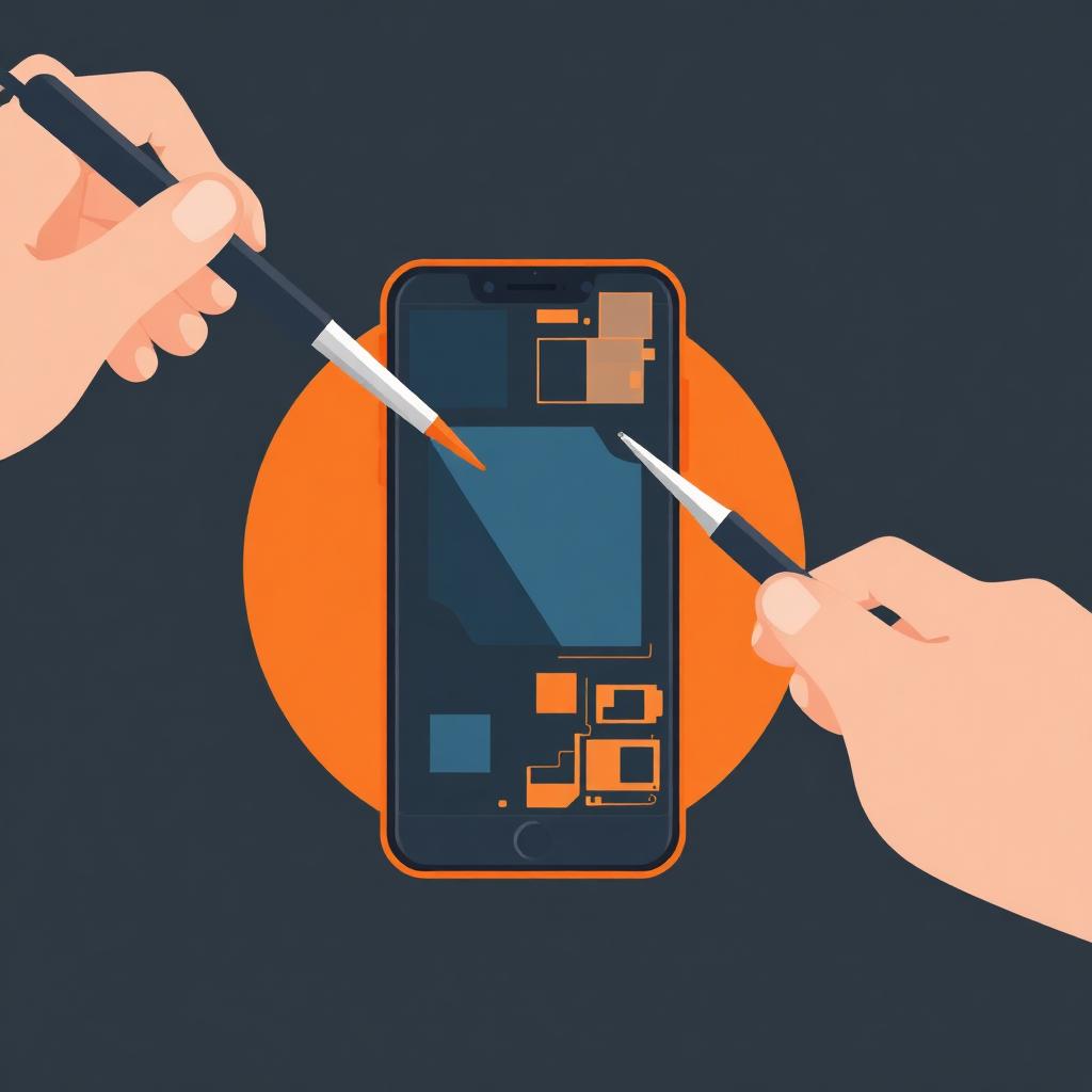 Technicus vervangt onderdelen van een smartphone tijdens een reparatie